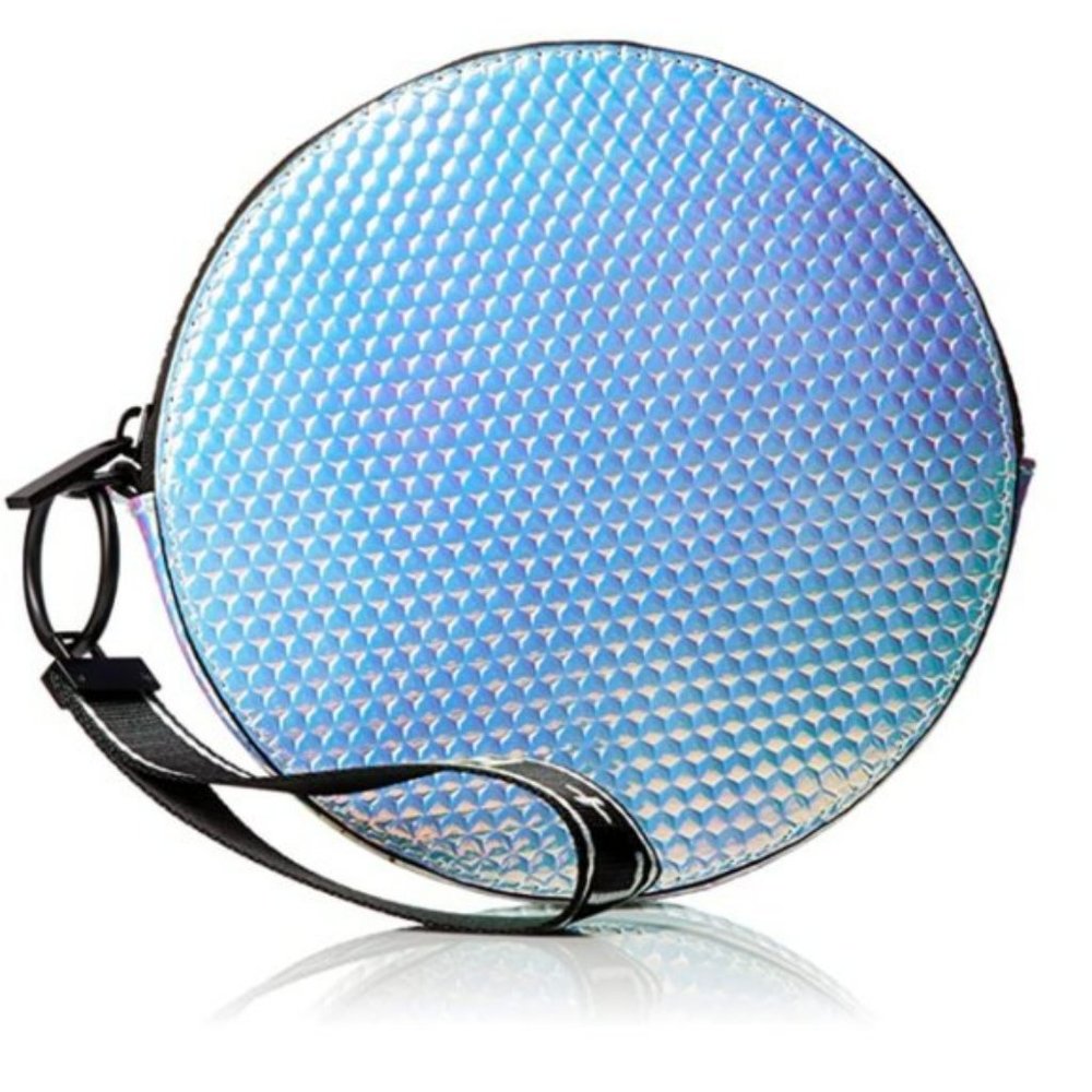 NWT Kendall + Kylie Holographic Piper Handbag Clutch Round Honeycomb Quilted Bag